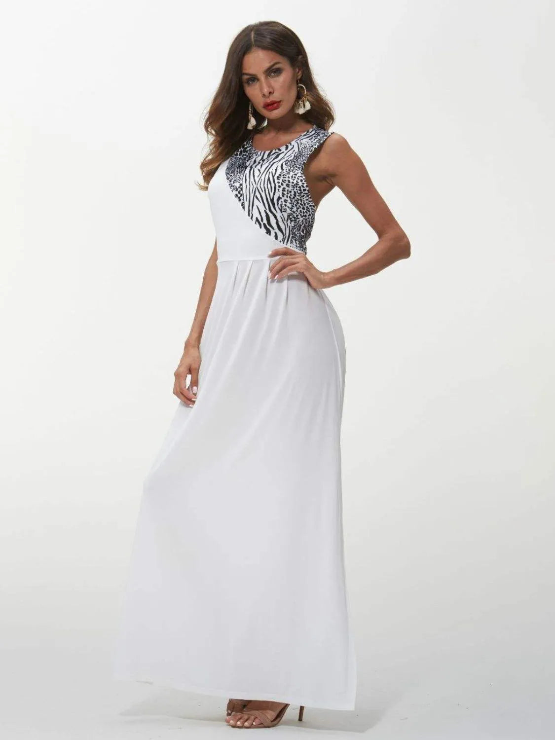 Slit Animal Print Round Neck Dress Cocktail Dresses - Tophatter Daily Deals